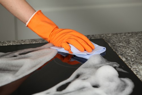 Mayfair Cleaners team performing carpet cleaning